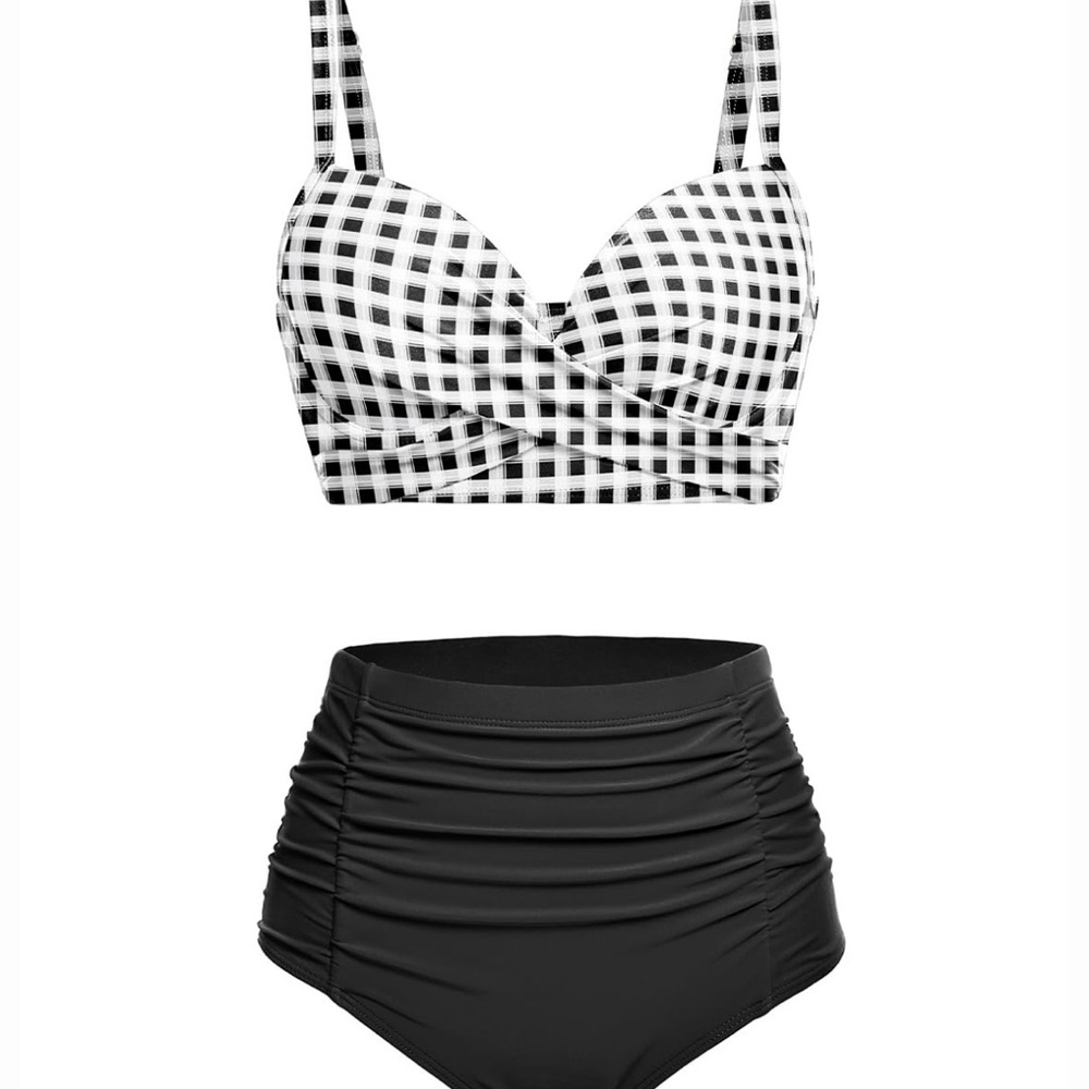 Black and White Checkered Bikini Set